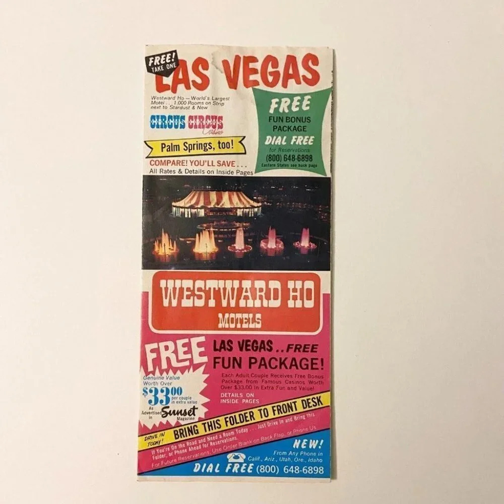 Vintage 1971 Westward Ho Motel Circus Circus Travel Brochure Las Vegas